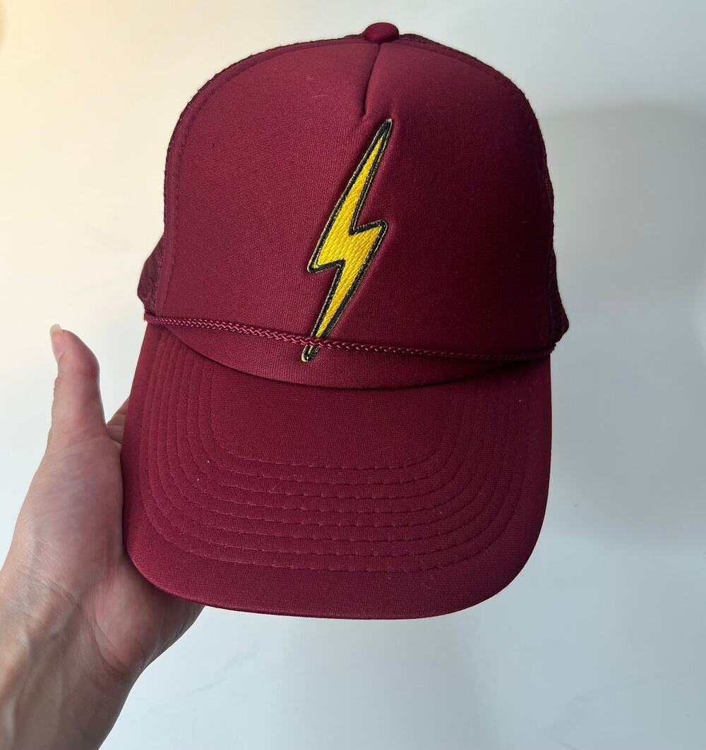 Aviator Nation Vintage Trucker Bolt Hat Maroon One Size